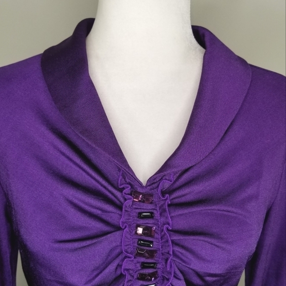 Vintage Amanda Collection Purple Polyester Knit Top. - Picture 3 of 8